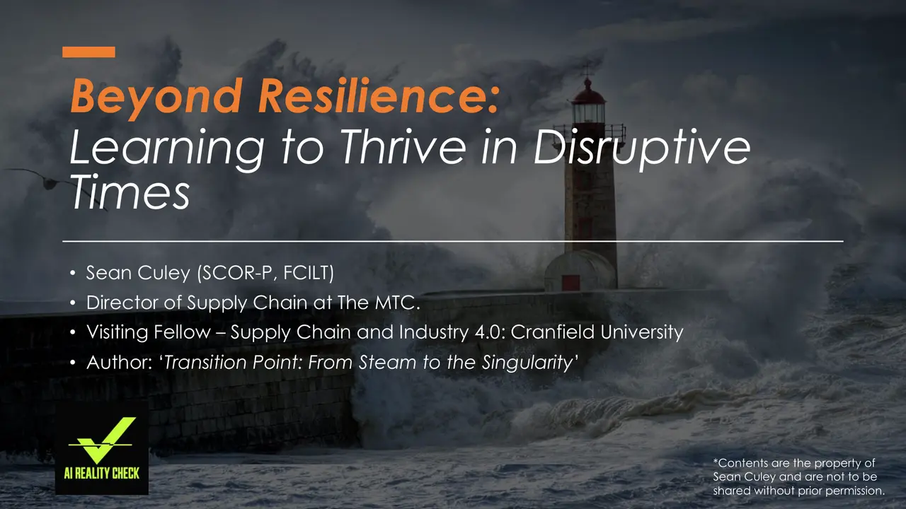 Cover slide: Beyond Resilience: Learning to Thrive in Disruptive Times